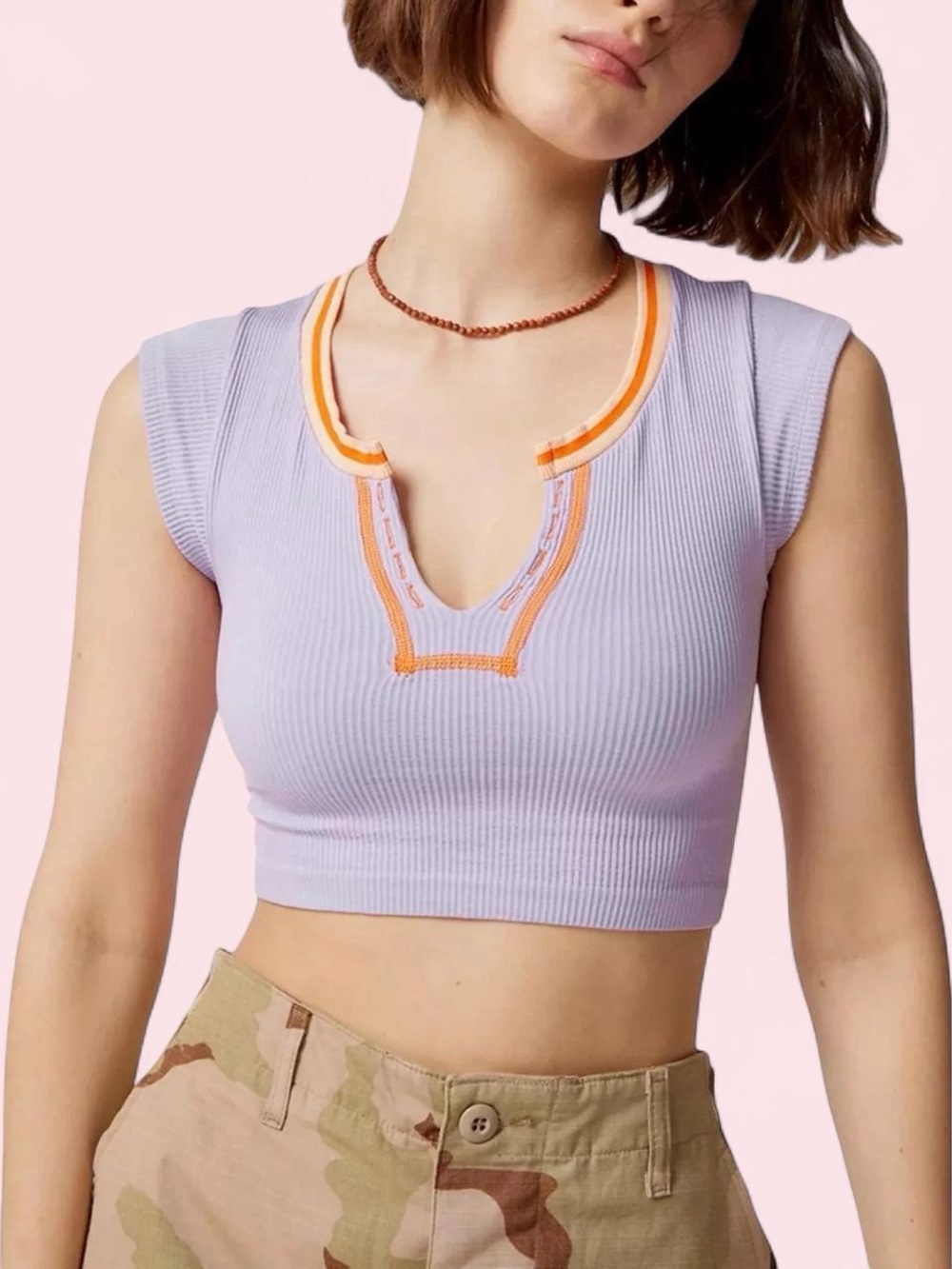 Urban Outfitters Purple Go For Gold Ribbed Crop Top